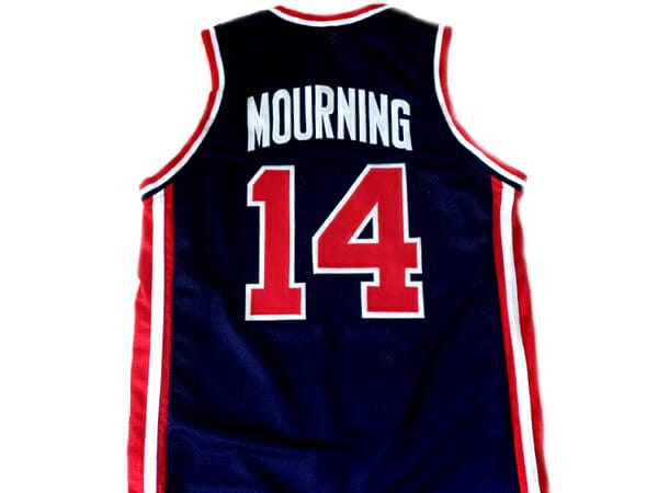 Alonzo Mourning #14 Team USA Basketball Jersey Navy Blue