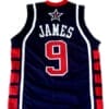 Lebron James #9 Team USA Basketball Jersey Navy Blue
