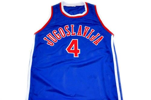 Drazen Petrovic #4 Jugoslavija Basketball Jersey Blue