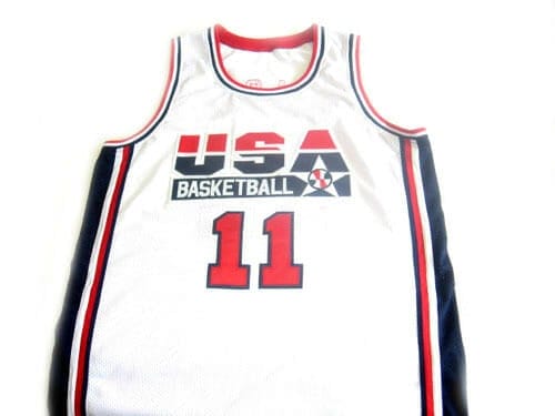 Karl Malone #11 Team USA BasketBall Jersey White - Image 2