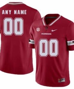 Custom Arkansas Razorback Football Jersey Name and Number Football Jersey SEC Patch Red
