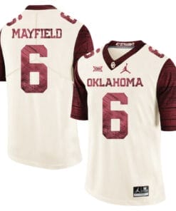 Oklahoma Sooners #6 Baker Mayfield Jersey Firewood Pattern White NCAA College Football