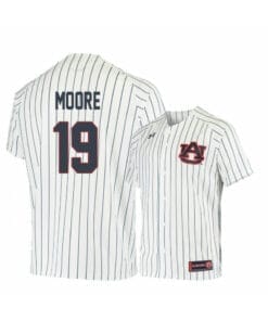 Under Armour Auburn Tigers 19 Brody Moore White Blue Baseball Jersey
