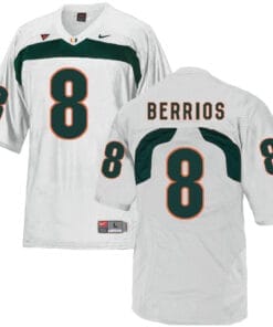 Miami Hurricanes #8 Berrios Jr NCAA College Football Jersey White