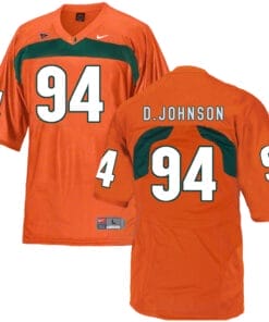Miami Hurricanes #94 D. Johnson NCAA College Football Jersey Orange