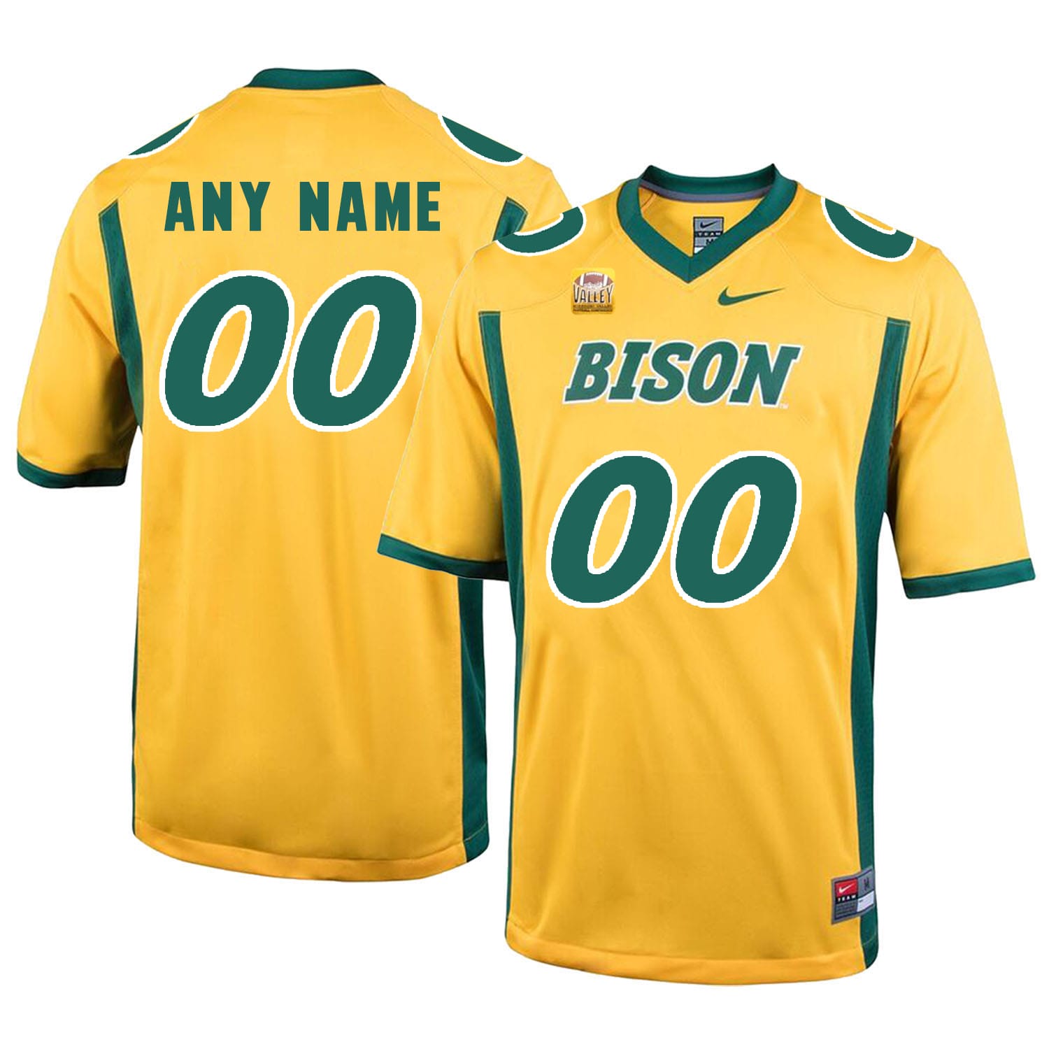 Custom North Dakota State Bison Jersey Name Number Football Yellow