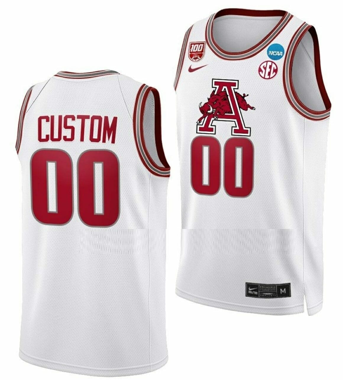 Custom Arkansas Razorbacks Jersey 2023 NCAA March Madness Basketball Name and Number White