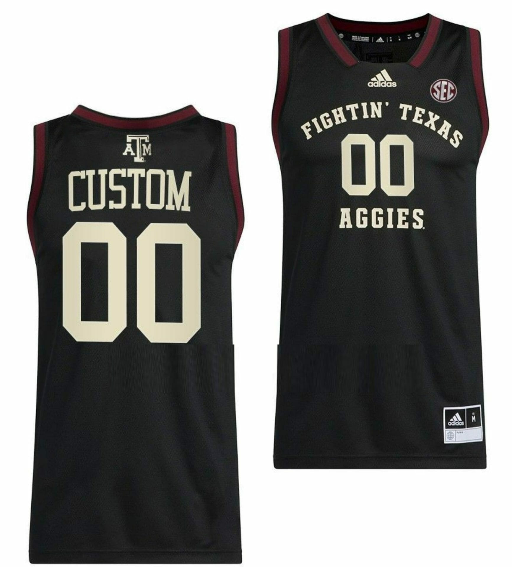 Custom Texas AM Aggies Jersey Name and Number College Basketball Swingman Black