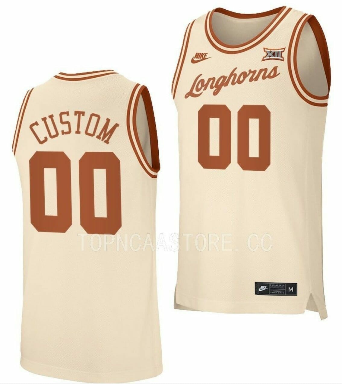 Custom Texas Longhorns Jersey Name and Number College Basketball  Cream Retro
