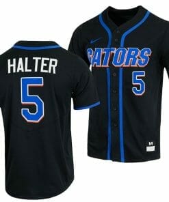 Colby Halter Jersey Florida Gators College Baseball Full-Button Black #5