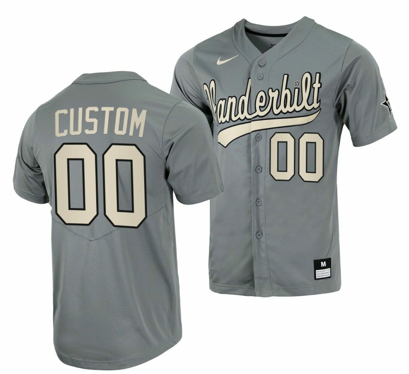 Custom Vanderbilt Commodores Baseball Jersey Name and Number NCAA College Grey