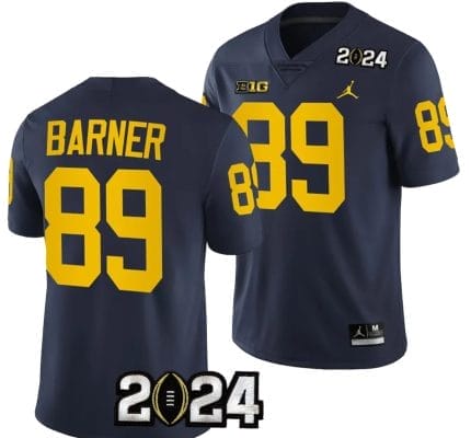 AJ Barner Jersey #89 Michigan Wolverines 2024 Football National Championship Playoff Navy