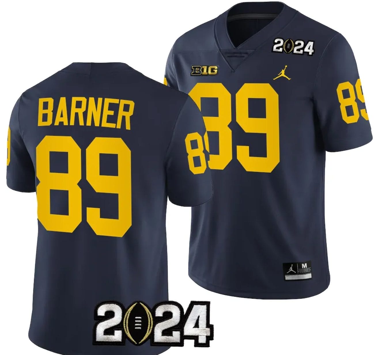 AJ Barner Jersey #89 Michigan Wolverines 2024 Football National Championship Playoff Navy