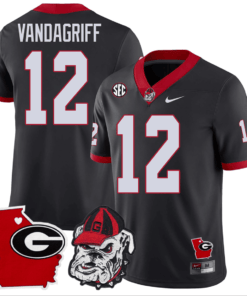 Brock Vandagriff Jersey #12 Georgia Bulldogs Georgia State Map College Football Stitched Black