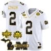 Blake Corum Jersey #2 Michigan Wolverines 2023 Big Ten Back to Back Champions Patch Stitched White Gold