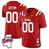 Custom Ole Miss Rebels Jersey Name and Number Football All Stitched Red Rebels Map
