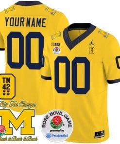 Custom Michigan Wolverines Jersey Name and Number Vapor TM 42 Honor Rose Bowl Patch Football Maize