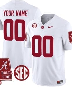 Custom Alabama Crimson Tide Jersey Name and Number Vapor Limited Football Alabama Map White