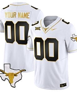 Custom Texas Longhorn Jersey Name and Number Gold Vapor Limited College Football White Gold