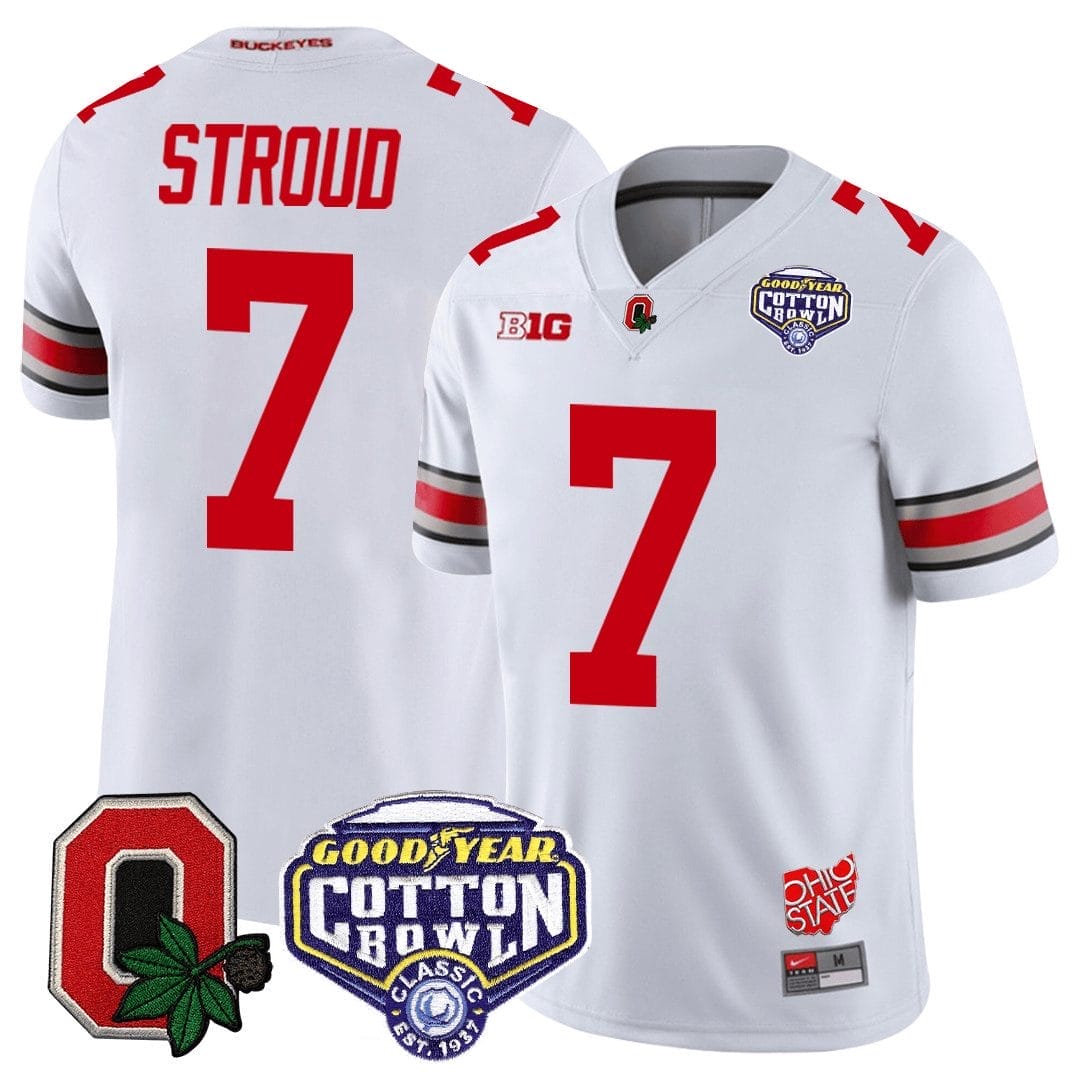 CJ Stroud Jersey #7 Ohio State Buckeyes Good Year Cotton Bowl Patch Football White
