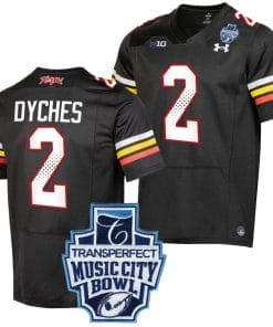 Corey Dyches Jersey #2 Maryland Terrapins 2023 Music City Bowl Patch Football Black