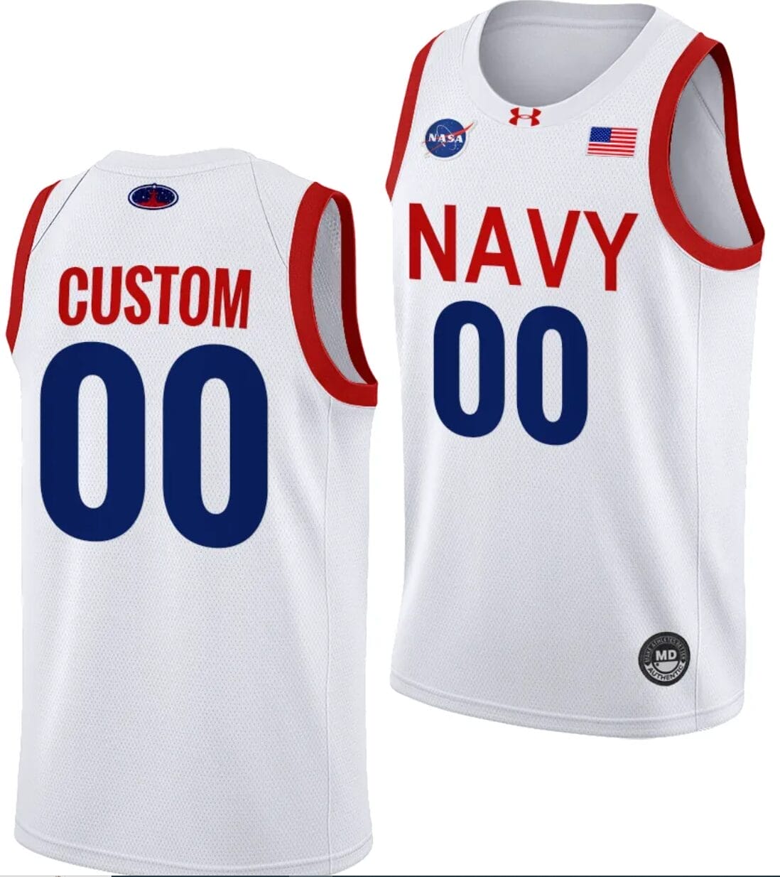 Custom Navy Midshipmen Jersey Name and Number NASA-Themed Basketball uniform 2023-24 White
