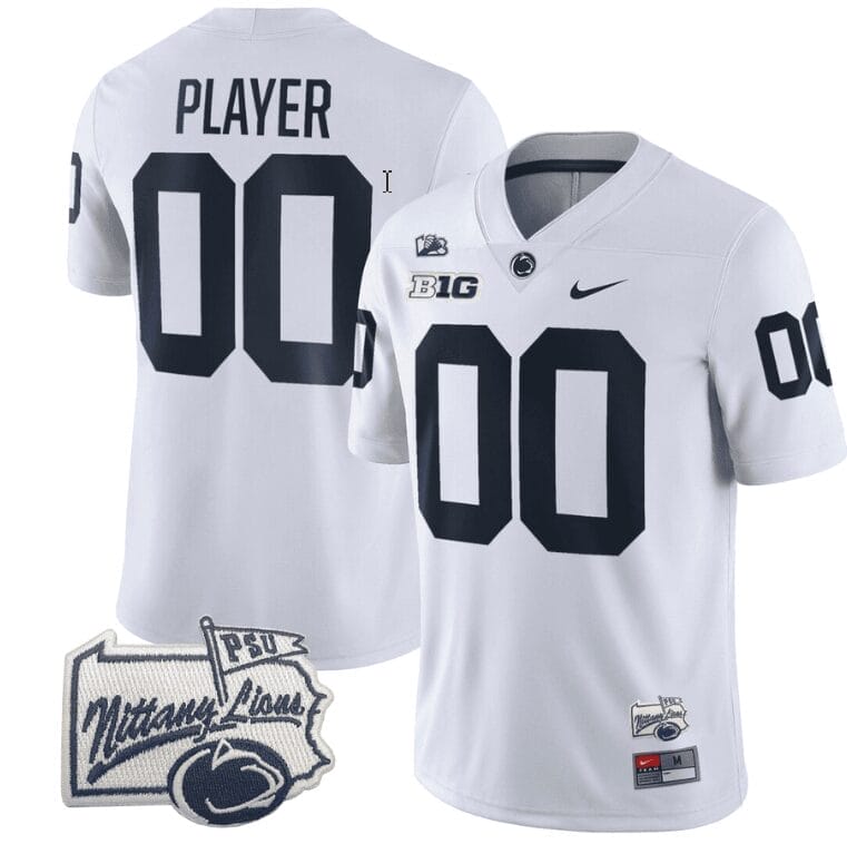 Custom Penn State Nittany Lions Jersey Name and Number PSU Patch College Football All Stitched White