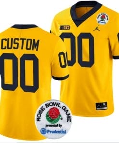 Custom Michigan Wolverines Jersey Name and Number Rose Bowl Game 2024 Patch College Football Playoff Maize