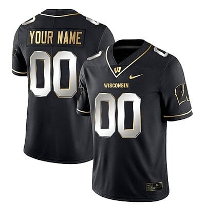Custom Wisconsin Badgers Jersey Name and Number NCAA College Football Black Limited