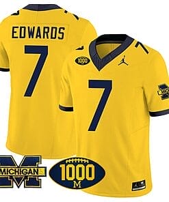 Donovan Edwards Jersey #7 Michigan Wolverines 1000 Wins Patch Vapor Limited Football Maize