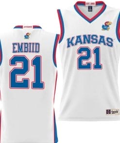 Joel Embiid Jersey #21 Kansas Jayhawks NIL College Basketball Lightweight White