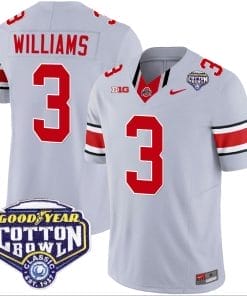 Miyan Williams Jersey #3 Ohio State Buckeyes Cotton Bowl Patch Vapor Football Gray