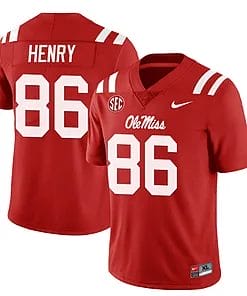 Ole Miss Rebels JJ Henry Jersey #86 College Football All Stitched Red