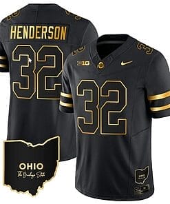 Treveyon Henderson Jersey #32 Ohio State Buckeyes College Football Stitched Vapor Limited Gold Ohio Patch Black Gold