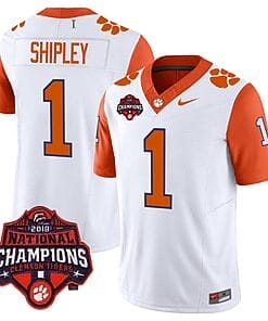 Will Shipley Jersey #1 Clemson Tigers Vapor Limited Champions Patch College Football Stitched Orange Sleeves