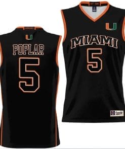 Wooga Poplar Jersey #5 Miami Hurricanes NIL College Basketball Lightweight Black