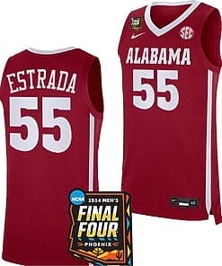 Aaron Estrada Jersey #55 Alabama Crimson Tide 2024 NCAA March Madness Final Four Basketball Crimson
