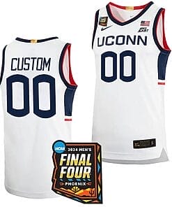 Custom UConn Huskies Jersey Basketball Name and Number 2024 NCAA March Madness Final Four Limited White