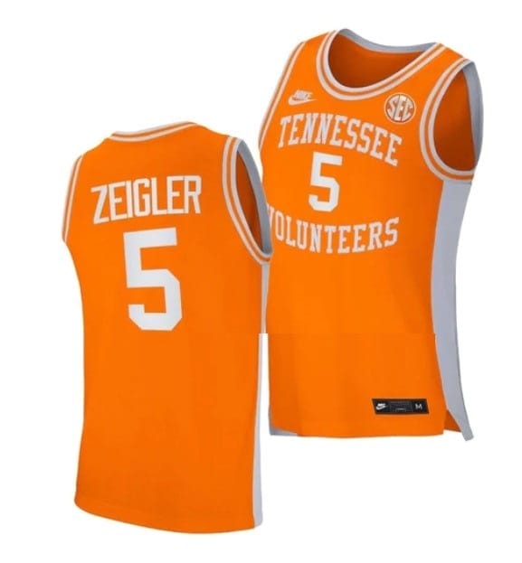 Zakai Zeigler Jersey #5 Tennessee Volunteers College Basketball Jerseys Orange Retro