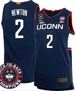Tristen Newton Jersey #2 UConn Huskies Basketball 2024 Back To Back Champions Patch Navy