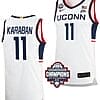 Alex Karaban Jersey #11 UConn Huskies 2024 NCAA Basketball National Champions White Elite