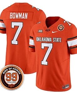 Alan Bowman Jersey #7 Oklahoma State Cowboys Leslie O'neal Patch Vapor Limited College Football Stitched Orange
