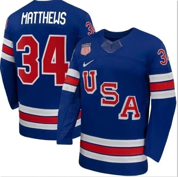 Auston Matthews Jersey Team USA Winter Olympics 2026 Hockey Premium STITCHED Blue