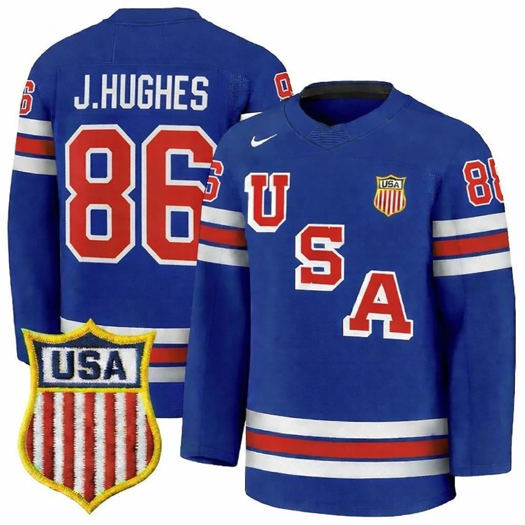 Jack Hughes Jersey #86 Team USA Winter Olympics 2026 Hockey Premium STITCHED Blue