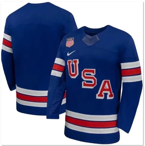 Team USA Winter Olympics 2026 Hockey Premium Jersey Blue Blank All STITCHED
